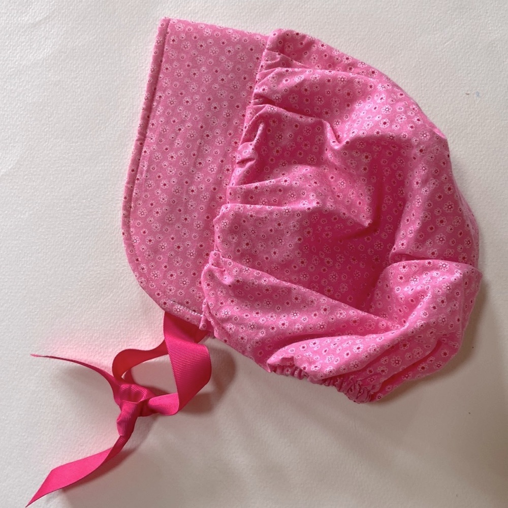 Handmade Etsy Pioneer Little House girl Pink sun bonnet SzeM